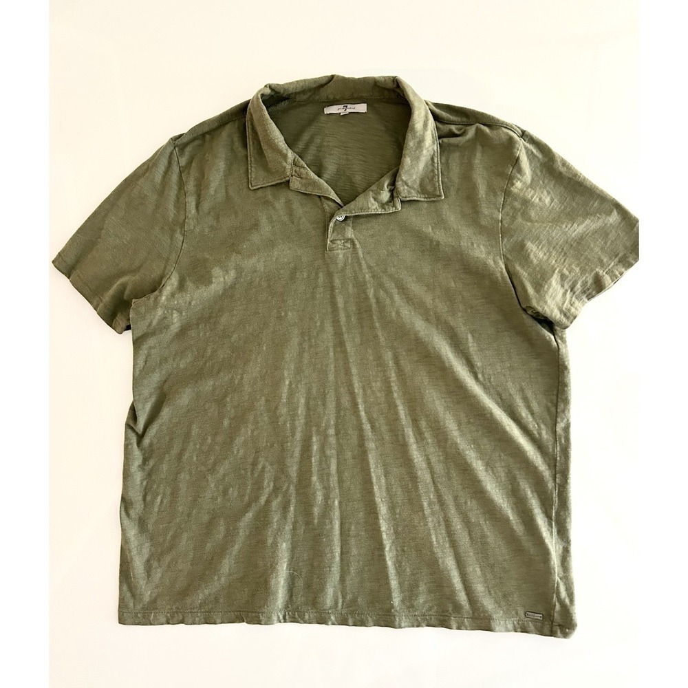 7 For All Mankind Men's Olive Green Henley XL